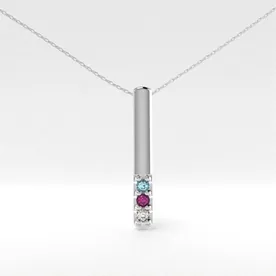 10K Synthetic Stone Mother's Pendant with Chain - 3 Stones