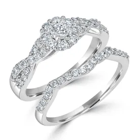 10K 3/4cttw Diamond Bridal Set