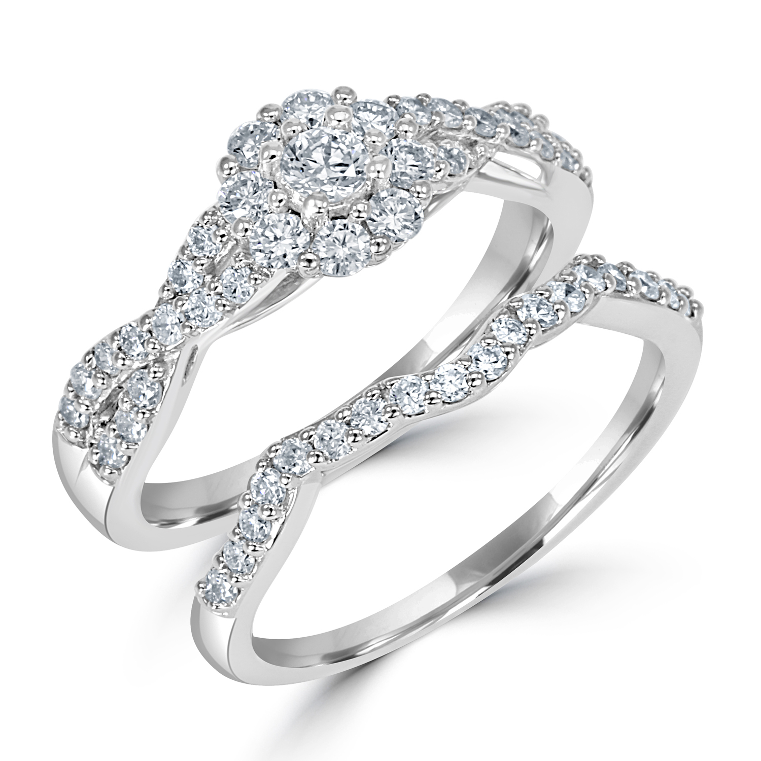 10K 3/4cttw Diamond Bridal Set