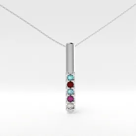 10K Synthetic Stone Mother's Pendant with Chain 5 Stones