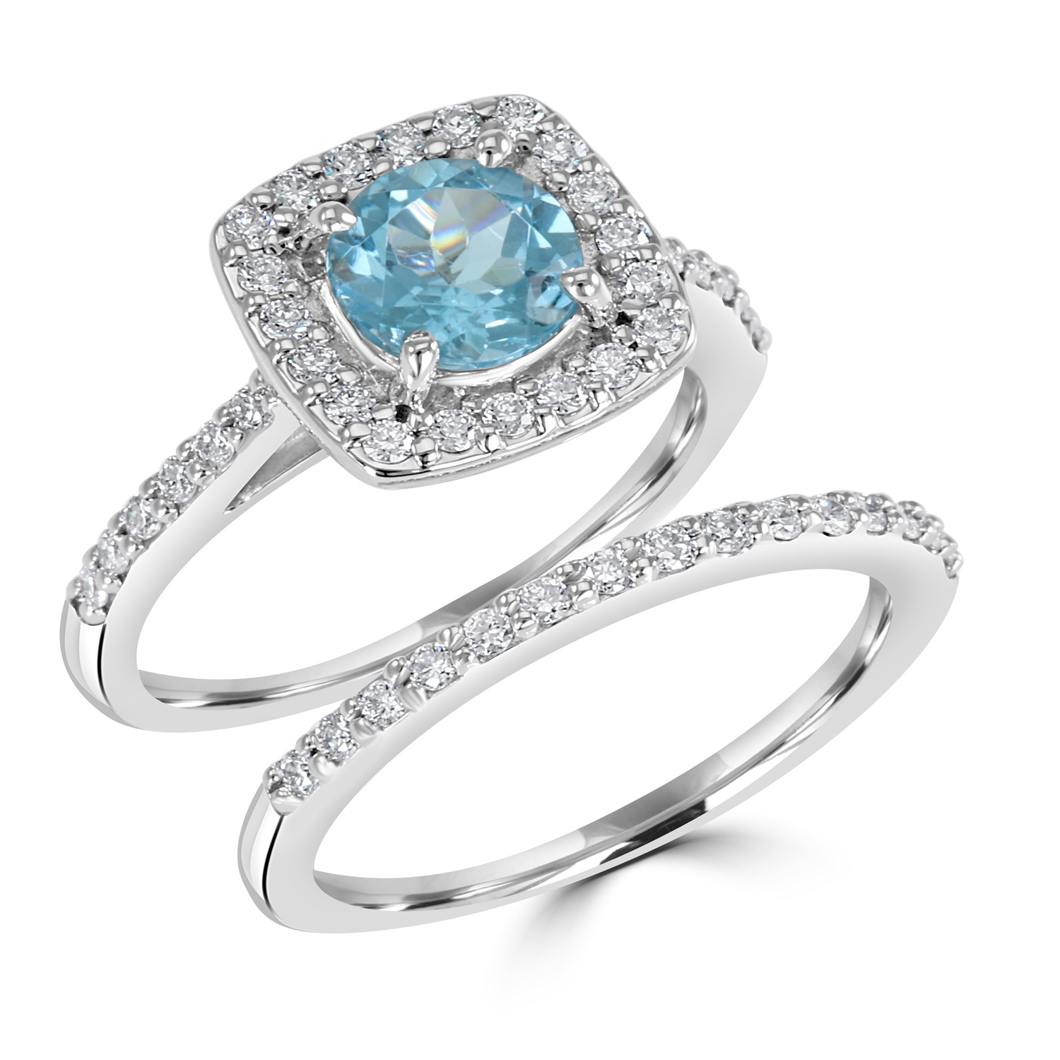 10K 1.47tgw Diamond & Blue Topaz Br...