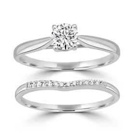 10K .82tgw Diamond & Moissanite Bridal Set