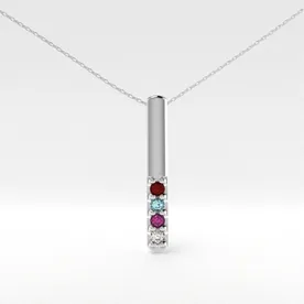 10K Synthetic Stone Mother's Pendant with Chain - 4 Stones