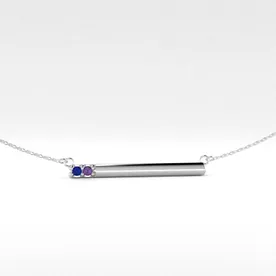 10K Synthetic Stone Mother's Pendant with Chain 2 Stones
