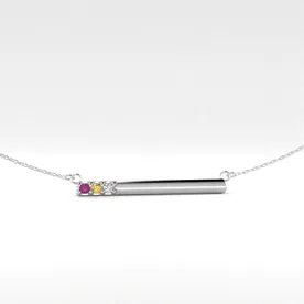 10K Synthetic Stone Mother's Pendant with Chain 3 Stones