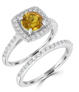 10K 1.47tgw Diamond & Lab Grown Yellow Sapphire Bridal Set