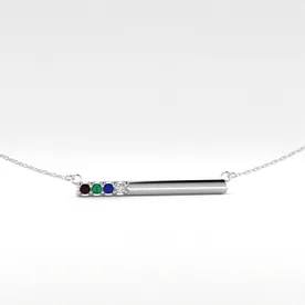 10K Synthetic Stone Mother's Pendant with Chain 4 Stones